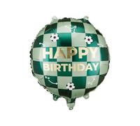 Happy Birthday Balloon PartyDeco 18 Inch Green and Gold Foil Mylar Balloon for Boys Sports Birthday Party Decorations, Round Helium Balloon for Football Theme Celebrations