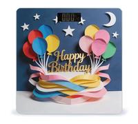 Happy Birthday Balloon Smart Scale for Body Weight Digital Bathroom Scale Toughened Glass Weight Scale with Large LCD Backlight Display High Precision Scales Weighing Machine