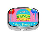 Happy Birthday Balloon Square mini Pill Box, Travel Pill Box, can be Put into Wallet or Pocket to Store a Variety of Small Items