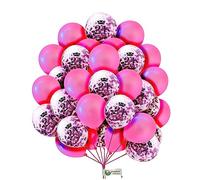 Happy Birthday Balloons 12 inch 21st Birthday Balloons Metallic Pink Balloons Pink Age Confetti Balloon Set with Balloon Ribbon 21st Birthday Decoration Balloon Pack of 16