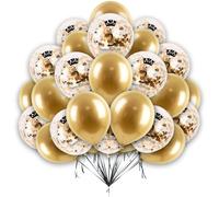 Happy Birthday Balloons 2nd Birhday Balloons 12 inch Gold Age Confetti and Pearl Gold Balloon Set 2nd Birthday Decoration for Boys Girls 16pcs With 10 Meter Balloon Ribbon