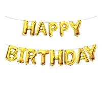 Happy Birthday Balloons Banner 16 Inch Gold Foil Letters, Reusable Party Decorations Supplies for Women, Men, Boys & Girls Kids and Adults, Birthday Party Supplies