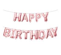 Happy Birthday Balloons Banner 16 Inch Pink Foil Letters, Reusable Party Decorations Supplies for Women, Men, Boys & Girls Kids and Adults, Birthday Party Supplies