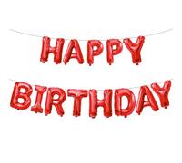 Happy Birthday Balloons Banner 16 Inch RED Foil Letters, Reusable Party Decorations Supplies for Women, Men, Boys & Girls Kids and Adults, Birthday Party Supplies