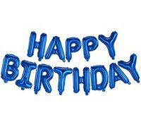 Happy Birthday Balloons Banner Bunting Self Inflating Decoration Letters Balloon - Blue