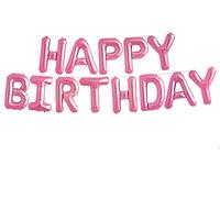 Happy Birthday Balloons Foil Letter Balloon Banner Bunting Party Self Inflating - Pink