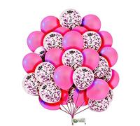 Happy Birthday Balloons Kit 12 inch 2nd Birthday Balloons Metallic Pink Balloons Pink Age Confetti Balloon Set with Balloon Ribbon and Balloon Hooks 2nd Birthday Decoration Balloon Pack of 16