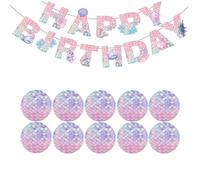Happy Birthday Banner and Plates Bday Decorations for Women Girls Happy Birthday Party Supplies Set Bday Utensils Bowl Birthdate Essential Dish Disposable Birth Day Cake Plate Banner Garland Decor