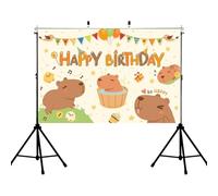 Happy Birthday Banner - Capybara Themed Birthday Backdrop | Polyester Large Colorful Capybara Birthday Backdrop | Children Birthday Party Poster For Boys Girls, Lovely Cartoon Photo Backgr