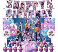 Happy birthday banner supplies decoration letter balloons pink girl's school classroom decoration, fan meeting, birthday party, etc (31Pcs)