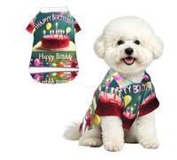 Happy Birthday Beautiful Breathable Hawaiian Dog Shirt Summer Button Up Top for Small Medium Dogs XL