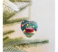 Happy Birthday Beautiful Ceramic Heart Shaped Christmas Tree Decorative Baubles, Hanging Decorations, Family Birthday New Year Home Decor.