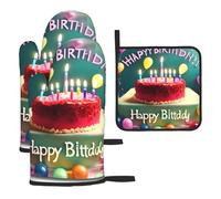 Happy Birthday Beautiful Oven Mitts And Trivet Set Of Three, #Non-Slip And Heat-Resistant To 180°c, Ideal For Cooking.