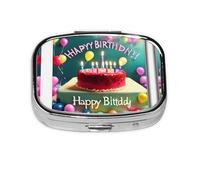 Happy Birthday Beautiful Square mini Pill Box, Travel Pill Box, can be Put into Wallet or Pocket to Store a Variety of Small Items