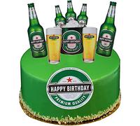 Happy Birthday Beer Cake Toppers, 6Pcs Wine Bottle Beer Mug Series of Cake Decorations, Beer Theme Cupcake Toppers for Bar Club Party Decoration Supplies (Green)