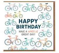 Happy Birthday Bicycle Card - Have a Wheelie Great Day - Funny Cycling Birthday Card for Cyclist or Bike Lover