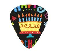 Happy Birthday Big Cake 12-Pack Guitar Picks Set â€“ Unique Single-Sided Printed Picks With Abs Material For Acoustic, Electric Guitars & Ukuleles
