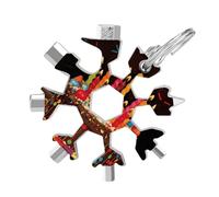 Happy Birthday Big Cake 19-in-1 Snowflake Multi Tool, Stainless Steel Metal Snowflake Multitool with Keychain, Compact & Portable Tools for Outdoor Camping Survival Daily Use Gift for Men