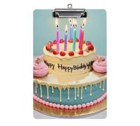 Happy Birthday Big Cake A4 Acrylic Clipboard for Papers Writing Planner, Office Wall Mounted Large Capacity Organizer
