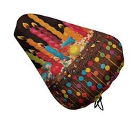 Happy Birthday Big Cake Bike Seat Rain Cover Waterproof Dustproof Bikes Saddle Cushion Soft Bicycle Seat Pad Covers with Drawstring for Men Women