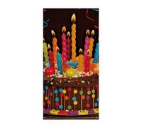 Happy Birthday Big Cake Door Cover Banner 90x180cm Party Banners Seasonal Welcome Sign Vertical Decoration Door Hanging For Porch Entryway Garden Decor