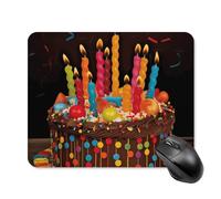 Happy Birthday Big Cake Mouse Pad with Stitched Edge, Premium Mousepad Washable Cloth, Non-SlipRubber Mouse Mat Perfect Design for Gaming, Laptop, Office Work