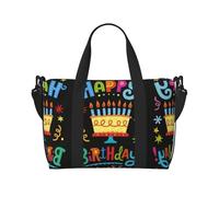 Happy Birthday Big Cake Patterned Duffel Bag Handbag, can be Worn Crossbody or Shoulder, Suitable for Travel and Camping.