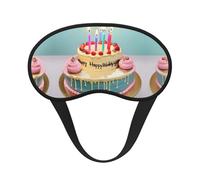 Happy Birthday Big Cake Print Blackout Sleep Mask, with Adjustable Strap for Travel, Night Work, Nap, Office
