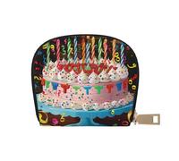 Happy Birthday Big Cake Print Coin Purse Wallet for Men&Women, Cute Leather Credit Card Holder Zipper Mini Pouch Change Purses, White, One Size, Coin Purse