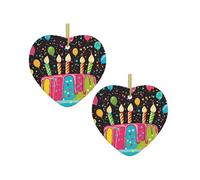 Happy Birthday Big Cake -Print Custom Heart-Shaped Acrylic Ornaments For Christmas & Events | Double-Sided Printing, Premium Gold Lanyard | For Weddings, Parties, And Retail Displays.
