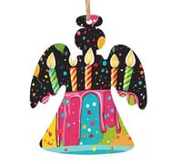 Happy Birthday Big Cake -Print Handcrafted Wooden Christmas Ornaments - Double-Sided Printed Hanging Decor For Tree Home Gifts. 2PCS