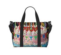 Happy Birthday Big Cake Print Travel Duffel Bag, Lightweight Water-Resistant Weekender Spacious Gym & Travel Bag for Men, Women & Teens