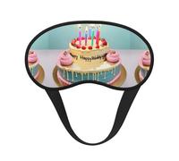 Happy Birthday Big Cake Print Unisex Blackout Sleep Mask Comfortable Eye Mask for Travel Meditation Sleep Travel