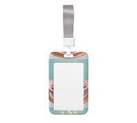 Happy Birthday Big Cake Print Vertical Card Badge Holder, Dual-Slide Cover with Soft Lanyard, for Work/Events