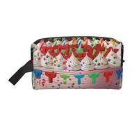 Happy Birthday Big Cake Printed Cosmetic Case with Handle, Lightweight Compact Storage for Makeup, Toiletries & Gadgets, Make up Organiser for Travel, School, Work