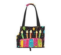Happy Birthday Big Cake Printed Foldable Pet Bag - Portable Puppy Cat Travel Handbag Tote,Pet Carrier Backpacks.