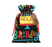 Happy Birthday Big Cake Printing 4.7x6.9 In Christmas Bag With Drawstring,Ideal For Adults To Wrap Gifts For Christmas Halloween