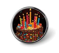 Happy Birthday Big Cake Round Badge Pin Funny 1 Inch Button Brooch Lapel Pins Fashion Hat Shirt Pin Tie Tack Pinback Buttons Badge Party Supplies Decor Badges For Clothing Coat Hat Dress For Men Women