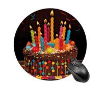 Happy Birthday Big Cake Round Mouse Pad, Non-Slip Rubber Base Waterproof Washable, Computer Mouse Mat for Office Gaming Studying, Premium-Textured Durable Portable Circle Mousepad for Desktop PC Noteb