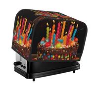 Happy Birthday Big Cake Toaster Cover 2 Slice, Waterproof Bread Machine Covers with Pockets Universal Size Kitchen Small Appliance Cover with Handle, Dust and Fingerprint Protection