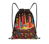 Happy Birthday Big Cake Women Men Drawstring Bag Foldable Drawstring Backpack Large String Backpack For Travel Hiking Holidays