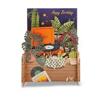 Happy Birthday Botanical Record Player 3D Pop Up Greeting Card by Alljoy Cards MN050