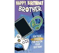 Happy Birthday Brother Tech Theme With Jokes Gaming Birthday Card