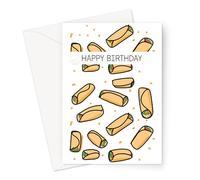 Happy Birthday Burrito Print Greeting Card | Burritos Birthday Card, Mexican Food, Burrito Illustration, Breakfast Burrito, Veggie Burrito