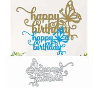 Happy Birthday Butterfly Metal Die Cuts Cutting Dies Paper Cards Cutting Dies Cut Stencils for DIY Embossing Card Making Book Tags Decorative Paper Dies Scrapbooking