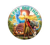 Happy Birthday Cake - 7.5 Inch Cake Topper - Round Edible Birthday Cake Decorations, Raya and the Last Dragon