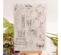 Happy Birthday Cake Candle Clear Stamps for Card Making Decoration DIY Scrapbooking, Gift Blessing Words Silicone Transparent Seal Clear Stamps for Embossing Album Decor Craft.