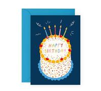 Happy Birthday Cake Card - Colorful Sprinkles and Candles - Gifts for Friends, Family, Dad, Grandad, Uncle, Brother, Husband, Him, Guys, Boys, Men, Colleagues, Coworker - Comes with Stickers