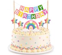 Happy Birthday Cake Decoration Birthday Decoration | Cake Decoration Birthday Cake Topper Birthday with Star, Rainbow for Cupcake, Doughnut, Children's Birthdays