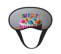 Happy Birthday Cake Print Adults Soft Washable Eye Mask for Light Blocking Nap Face Sleeping Travel Cover